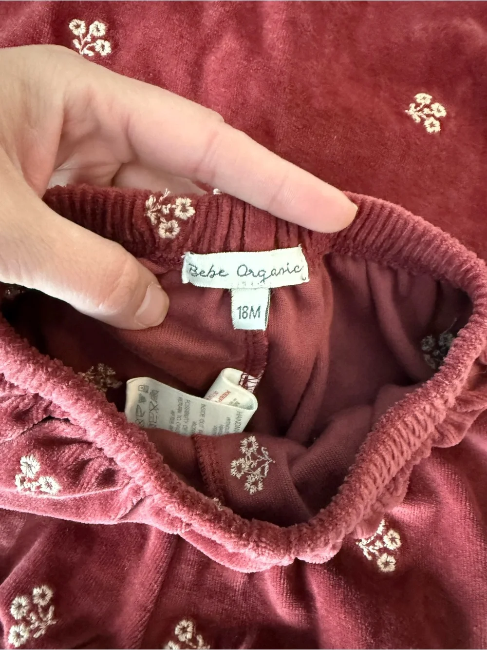 NWT Bebe Organics Valeria rosewood velvet set, 18m